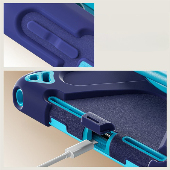Παιδική θήκη για Lenovo Tab M11, θωρακισμένη με λουράκι, ναυτικό μπλε / πράσινο