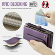 θήκη CASEME για Samsung Galaxy S25 FE, RFID Leather Wallet, με λουράκι ώμου, μωβ