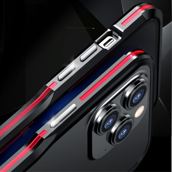 Θήκη LUPHIE για iPhone 15 Pro, Armor Bumper, μαύρο / κόκκινο