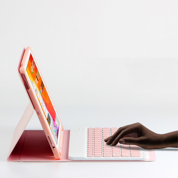 Θήκη + πληκτρολόγιο iPad 10.2 7/8/9 gen 2019/2020/2021, Keyboard Cover Pen Slot, ροζ rose gold