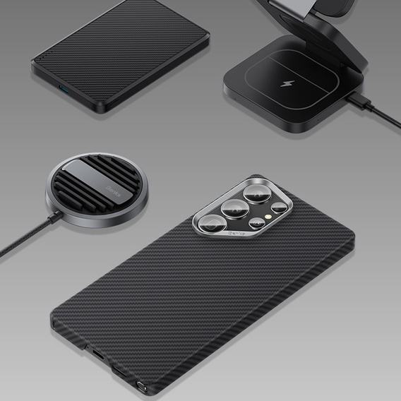 θήκη BENKS Kevlar για Samsung Galaxy S25, για MagSafe, Carbon Fiber, μαύρη