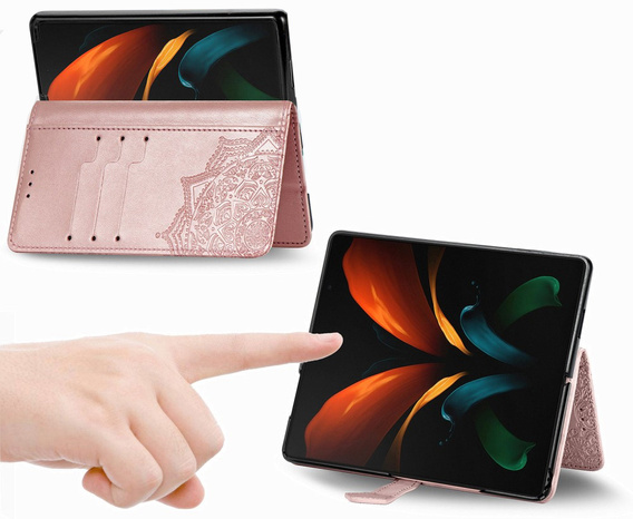 Θήκη με πτερύγιο για Samsung Galaxy Z Fold3 5G, Mandala, ροζ rose gold
