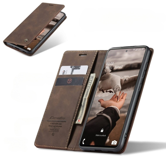 θήκη CASEME για Samsung Galaxy S20 FE, Leather Wallet Case, καφέ