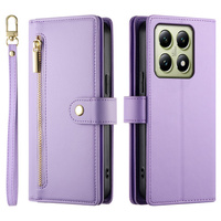 Θήκη με πτερύγιο για Xiaomi 14T, Wallet Zipper Pocket, μωβ