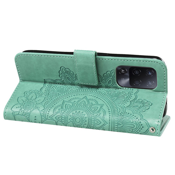 Θήκη με πτερύγιο για Oppo Reno5 Z / A94 / A95 5G, Mandala, πράσινη