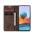 θήκη CASEME για Xiaomi Redmi Note 10 Pro, Leather Wallet Case, καφές