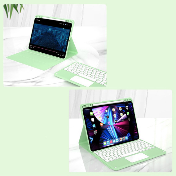 Θήκη + πληκτρολόγιο iPad Air 10.9 4 2020 / 5 2022, Touchpad, πράσινη