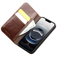 θήκη flip για Iphone 16E, QIALINO Leather Wallet, καφέ