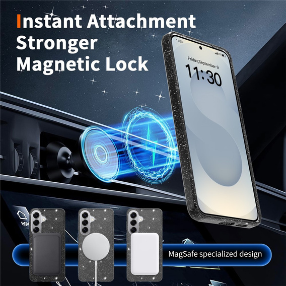 Θήκη Brokat, για MagSafe για Samsung Galaxy S26 Plus, διαφανής / μαύρη