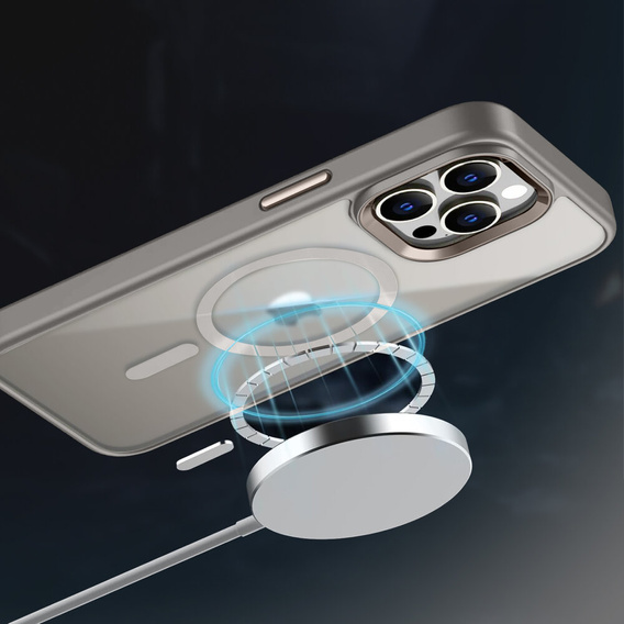 Θήκη για iPhone 16 Pro Max, για MagSafe, ERBORD Μatt Case, διαφανές / τιτάνιο + Γυαλί οθόνης