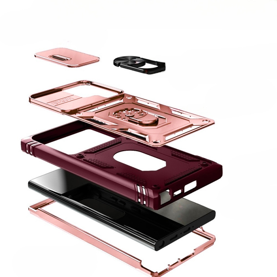 Θήκη για Samsung Galaxy S23 Ultra, CamShield Slide, ροζ / κόκκινο