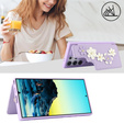 θήκη για Samsung Galaxy S24 Ultra, Leather Flower Card Slot, μωβ