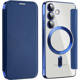 Θήκη με πτερύγιο για Samsung Galaxy S24, RFID Wallet MagSafe CamShield, σκούρο μπλε