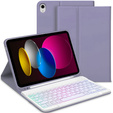 Θήκη με φωτιζόμενο πληκτρολόγιο bluetooth για iPad 10.9 2022 (10 gen.), μωβ