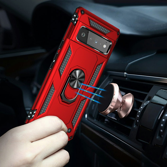 θωρακισμένη θήκη για Google Pixel 6 Pro, Nox Case Ring, κόκκινη