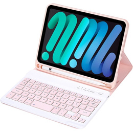 Θήκη με πληκτρολόγιο bluetooth για iPad mini 8.3" 2021 (6 gen.) / iPad mini 8.3" 2024 (7 gen.), ροζ
