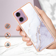 Προστατευτική θήκη για Motorola Moto G24 / G24 Power / G04, Marble Slim Case, λευκή