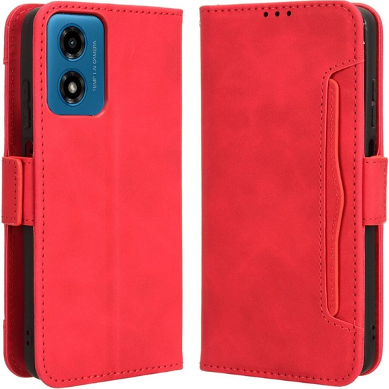 Θήκη με πτερύγιο για Motorola Moto E14, Card Slot, κόκκινη