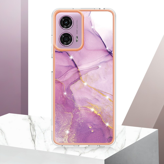 Προστατευτική θήκη για Motorola Moto G24 / G24 Power / G04, Marble Slim Case, μωβ