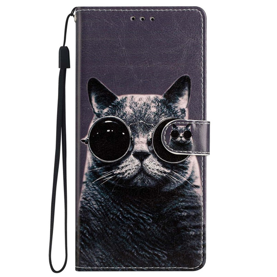 Θήκη με πτερύγιο για Samsung Galaxy A25 5G, Wallet, Cat, μαύρη+ γυαλί 9H
