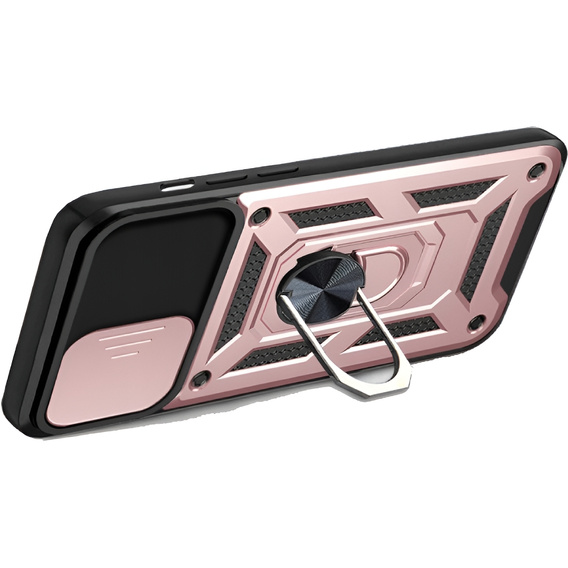 Θωρακισμένη θήκη για iPhone 16E, CamShield Slide, ροζ + Μετριασμένο γυαλί 9H