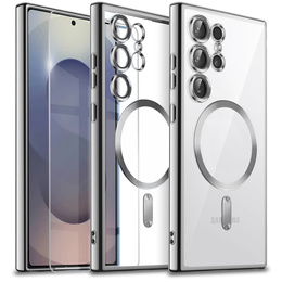 Θήκη για Samsung Galaxy S25 Ultra, Electro MagSafe, ασημένια + Γυαλί για την οθόνη