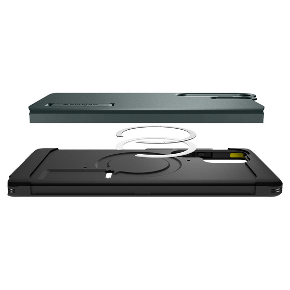 θήκη Spigen για Samsung Galaxy S25 Ultra, Tough Armor Mag Mag MagSafe, πράσινη + μετριασμένο γυαλί 9H