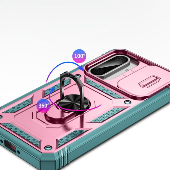 Θήκη για Samsung Galaxy A56 5G, KickStand Camera Lens, ροζ / πράσινο