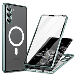 Μαγνητική θήκη MagSafe Dual Glass για Samsung Galaxy S23, πράσινη