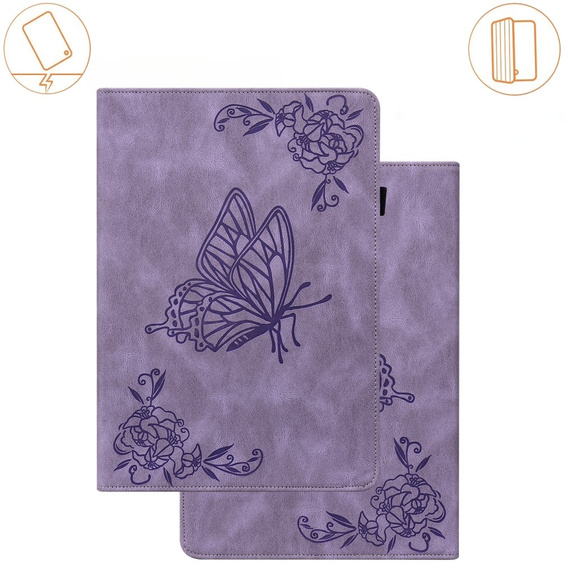 θήκη για το Lenovo Tab M9, Butterfly, μωβ