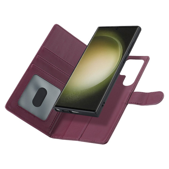 Θήκη με πτερύγιο για Samsung Galaxy S23 Ultra, πορτοφόλι, για MagSafe, μπορντό