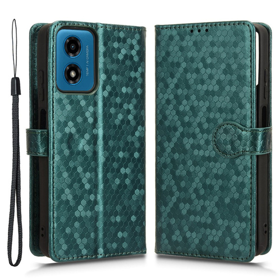 θήκη πτερύγιο για Motorola Moto G24 / G24 Power / G04, Wallet Rhombus, πράσινη