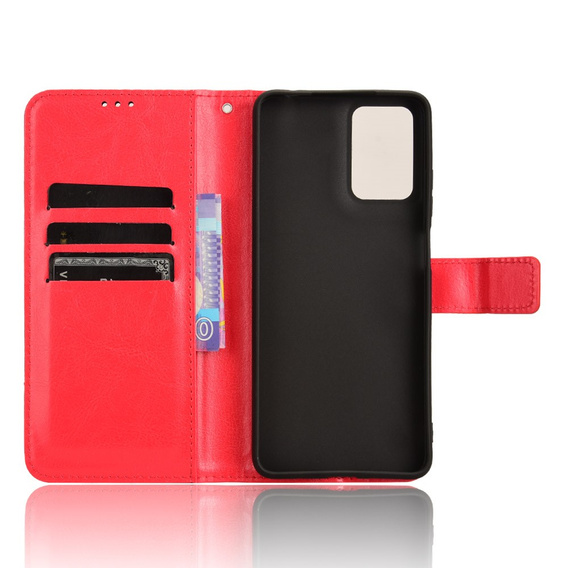 Θήκη με πτερύγιο για Motorola Moto E14, Crazy Horse Wallet, κόκκινη