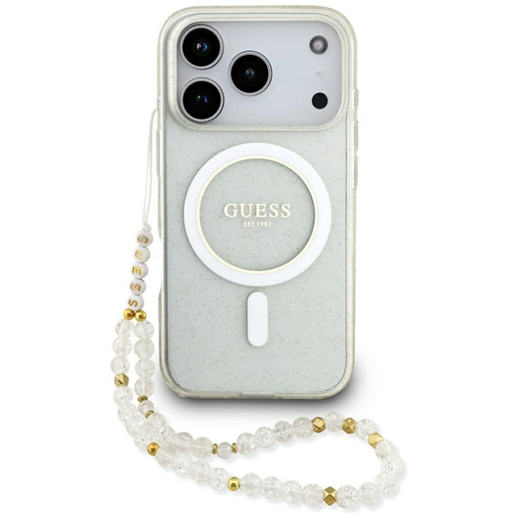 Guess IML Glitter Pearl Strap MagSafe θήκη για iPhone 17 Pro Max