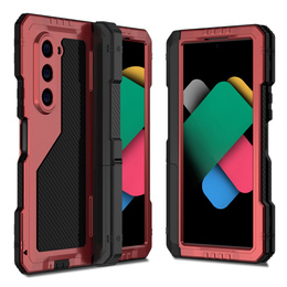 Θωρακισμένη θήκη για Samsung Galaxy Z Fold6 5G, αλουμίνιο, με βάση στήριξης και χώρο για γραφίδα, κόκκινο