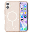Θήκη για iPhone 17, για MagSafe, glitter, ημιδιαφανές χρυσό