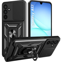 Θωρακισμένη θήκη για Samsung Galaxy A17 5G, με προστασία κάμερας, με βάση, μαύρο