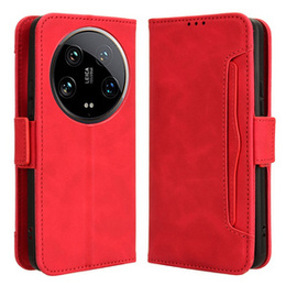 Θήκη με πτερύγιο για Xiaomi 14 Ultra, Card Slot, κόκκινη