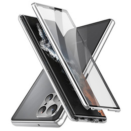 θήκη για το Samsung Galaxy S21 Ultra, Magnetic Dual Glass, ασημένια