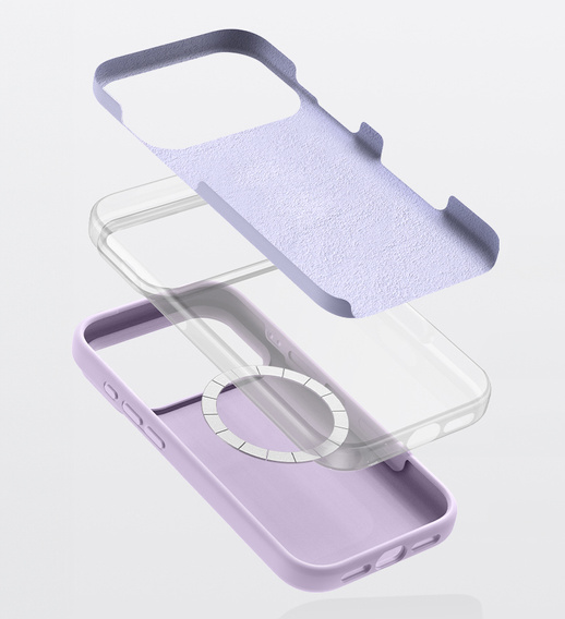 Θήκη σιλικόνης για iPhone 17 Pro Max, για MagSafe, αντικραδασμική, μοβ