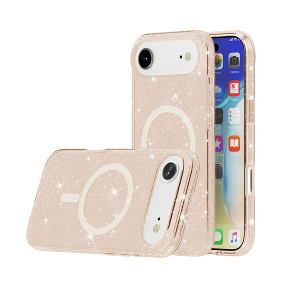 Θήκη για iPhone Air, για MagSafe, glitter, ημιδιαφανές χρυσό