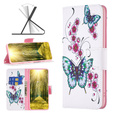 Θήκη με πτερύγιο για Xiaomi Redmi Note 13 5G, Wallet, Butterflies & Flowers λευκή
