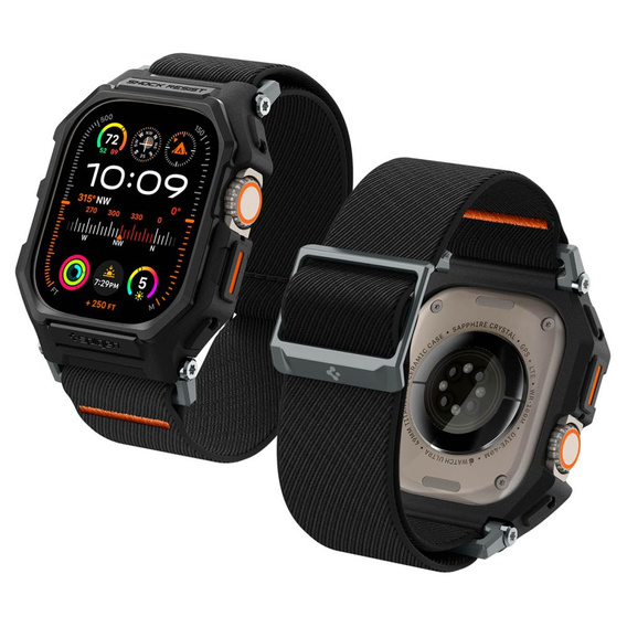 Etui Pasek SPIGEN do Apple Watch 4/5/6/7/SE 44/45mm, Rugged Armor Pro, Charcoal Grey