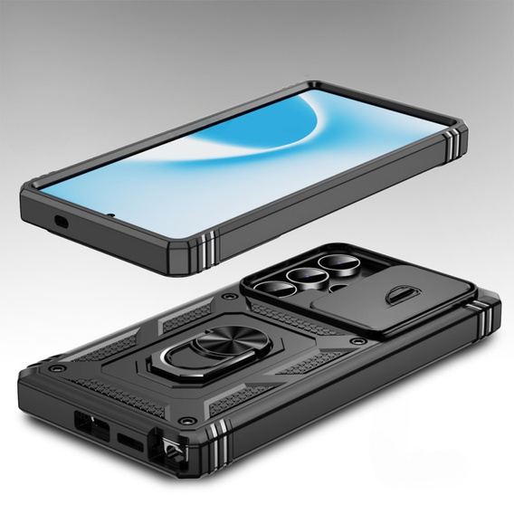 Θήκη για Samsung Galaxy S25 Ultra, KickStand Camera Lens, μαύρη
