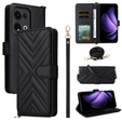 Θήκη με πτερύγιο για Oppo Reno 13 5G, Crossbody Leather Wallet, μαύρη
