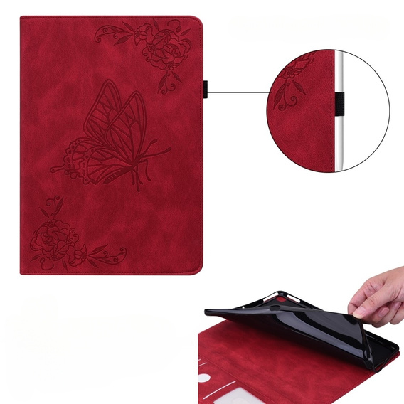 θήκη για το Lenovo Tab M9, Butterfly, κόκκινη