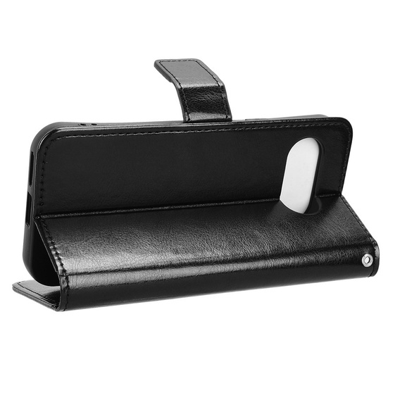 Θήκη με πτερύγιο για Google Pixel 9A, Crazy Horse Wallet, μαύρη