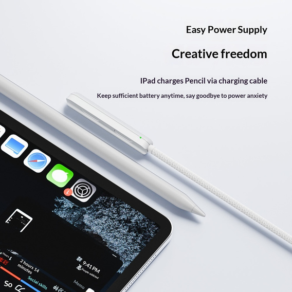Μαγνητικό καλώδιο φόρτισης USB-C για Apple Pencil (2ης γενιάς), λευκό
