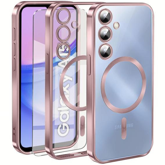 Θήκη για Samsung Galaxy A15 4G/5G, Electro MagSafe, ροζ + Γυαλί για την οθόνη