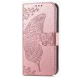 Θήκη με πτερύγιο για Oppo A78 4G, Butterfly, ροζ rose gold